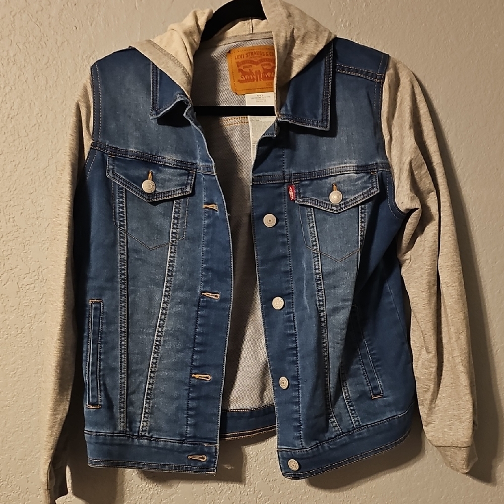 Levi's Blue Denim Jacket with Gray Sleeves
